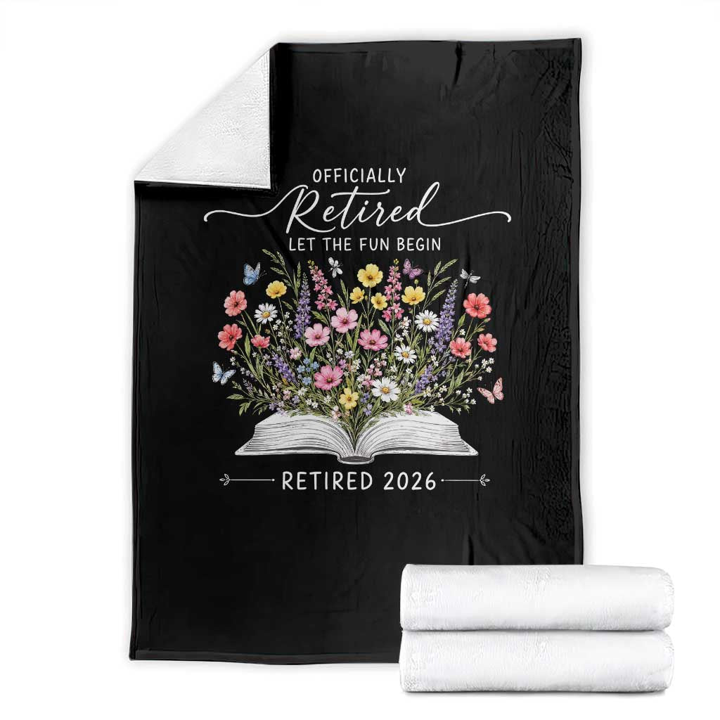 Officially Retired Throw Blanket Floral Teacher Retirement Coworker Gift Let The Fun Begin
