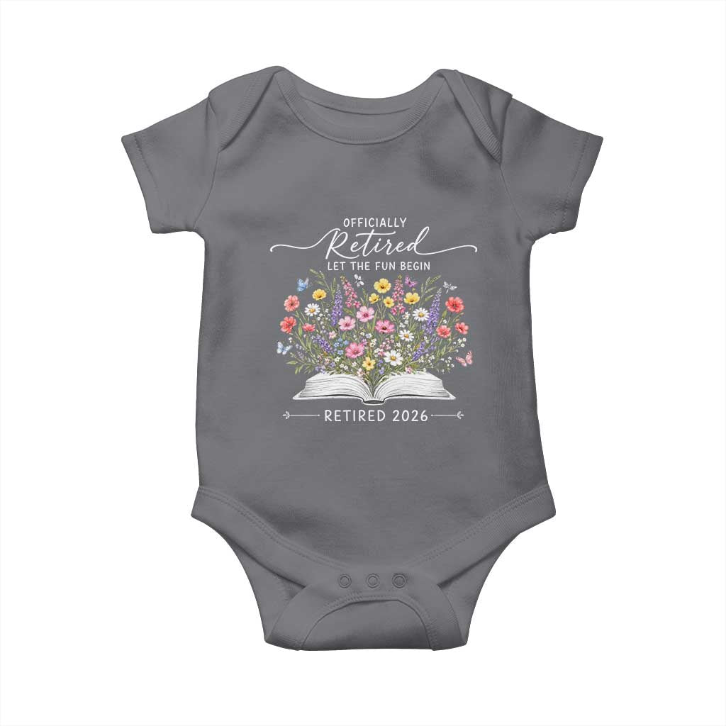 Officially Retired Baby Onesie Floral Teacher Retirement Coworker Gift Let The Fun Begin