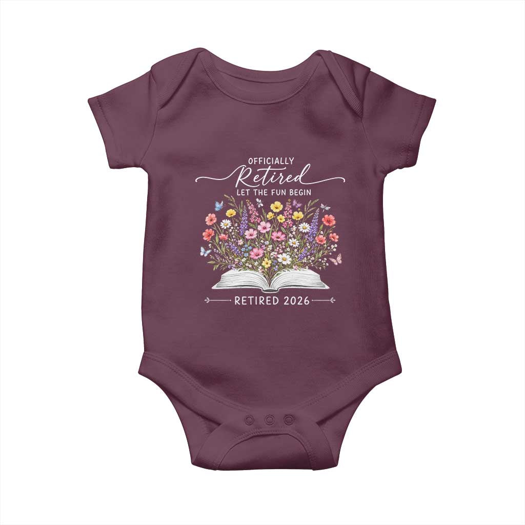 Officially Retired Baby Onesie Floral Teacher Retirement Coworker Gift Let The Fun Begin