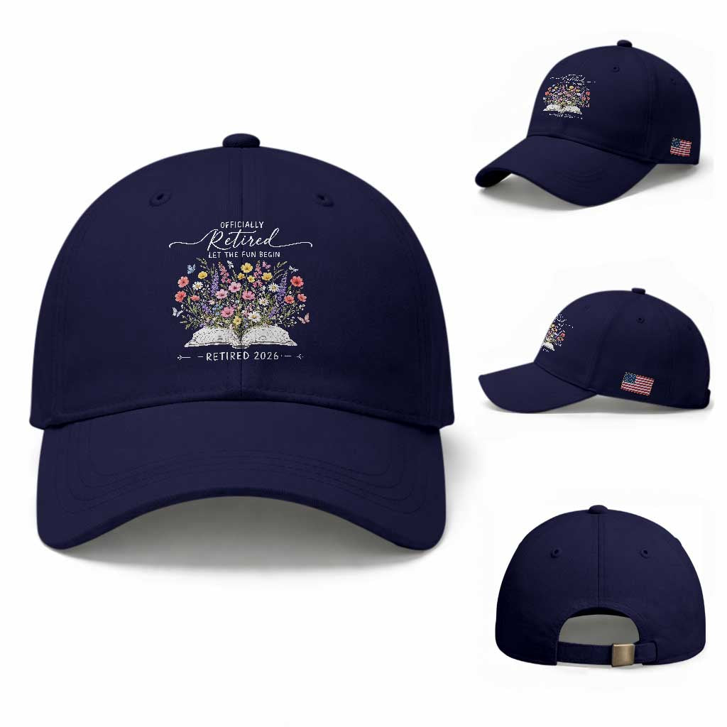 Officially Retired Baseball Cap Floral Teacher Retirement Coworker Gift Let The Fun Begin