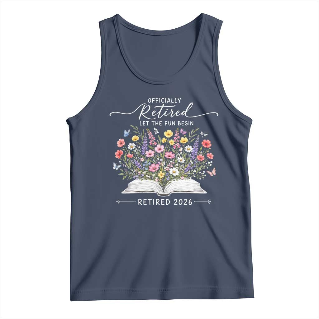 Officially Retired Tank Top Floral Teacher Retirement Coworker Gift Let The Fun Begin