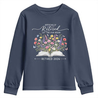 Officially Retired Youth Sweatshirt Floral Teacher Retirement Coworker Gift Let The Fun Begin