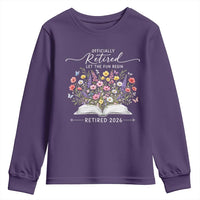 Officially Retired Youth Sweatshirt Floral Teacher Retirement Coworker Gift Let The Fun Begin