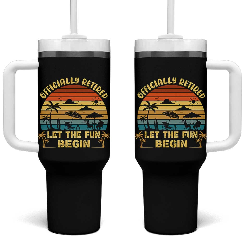 Retirement 2026 Tumbler With Handle Officially Retired Let The Fun Begin Retro