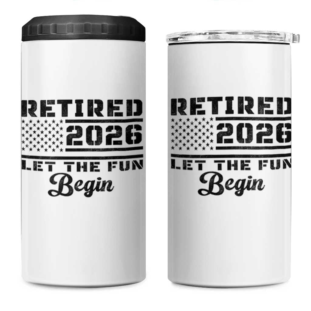 Retirement 2026 4 in 1 Can Cooler Tumbler Cool Retired Gift American Flag