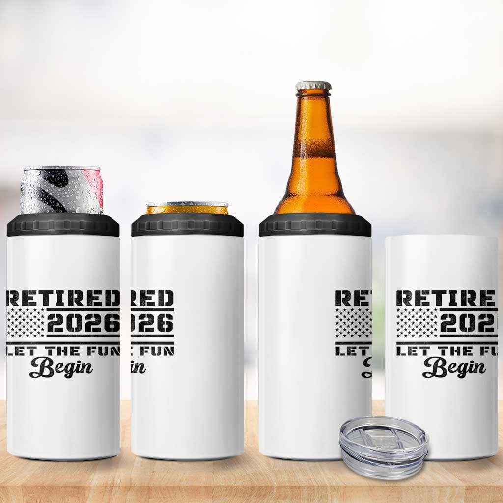 Retirement 2026 4 in 1 Can Cooler Tumbler Cool Retired Gift American Flag