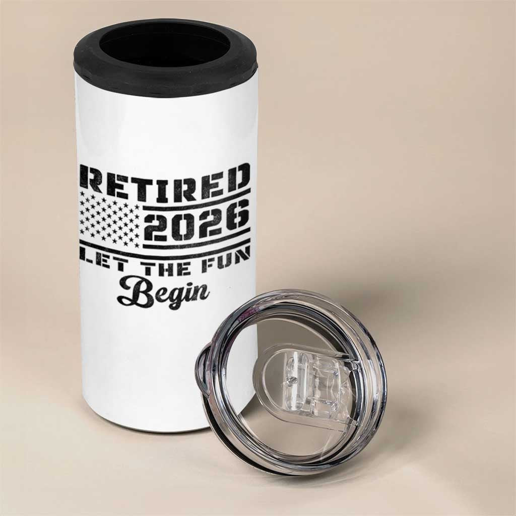 Retirement 2026 4 in 1 Can Cooler Tumbler Cool Retired Gift American Flag