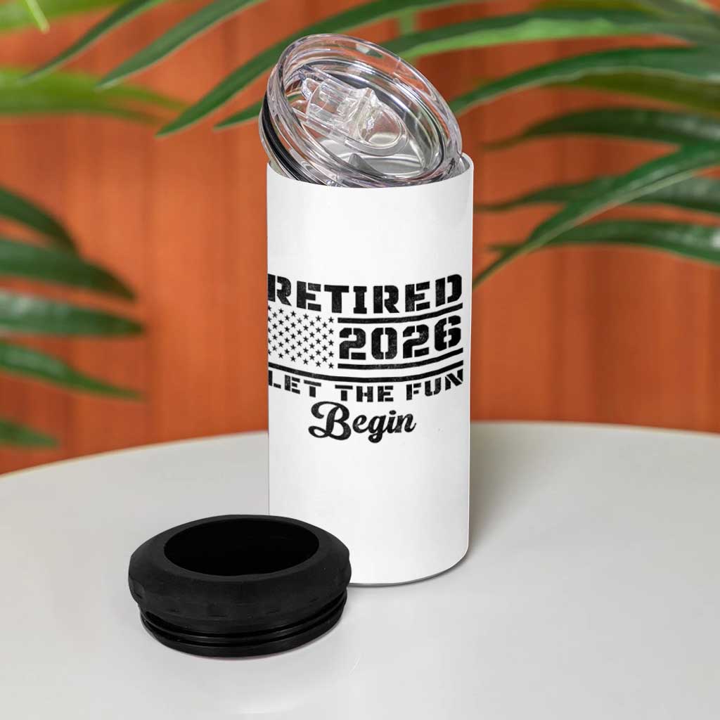 Retirement 2026 4 in 1 Can Cooler Tumbler Cool Retired Gift American Flag