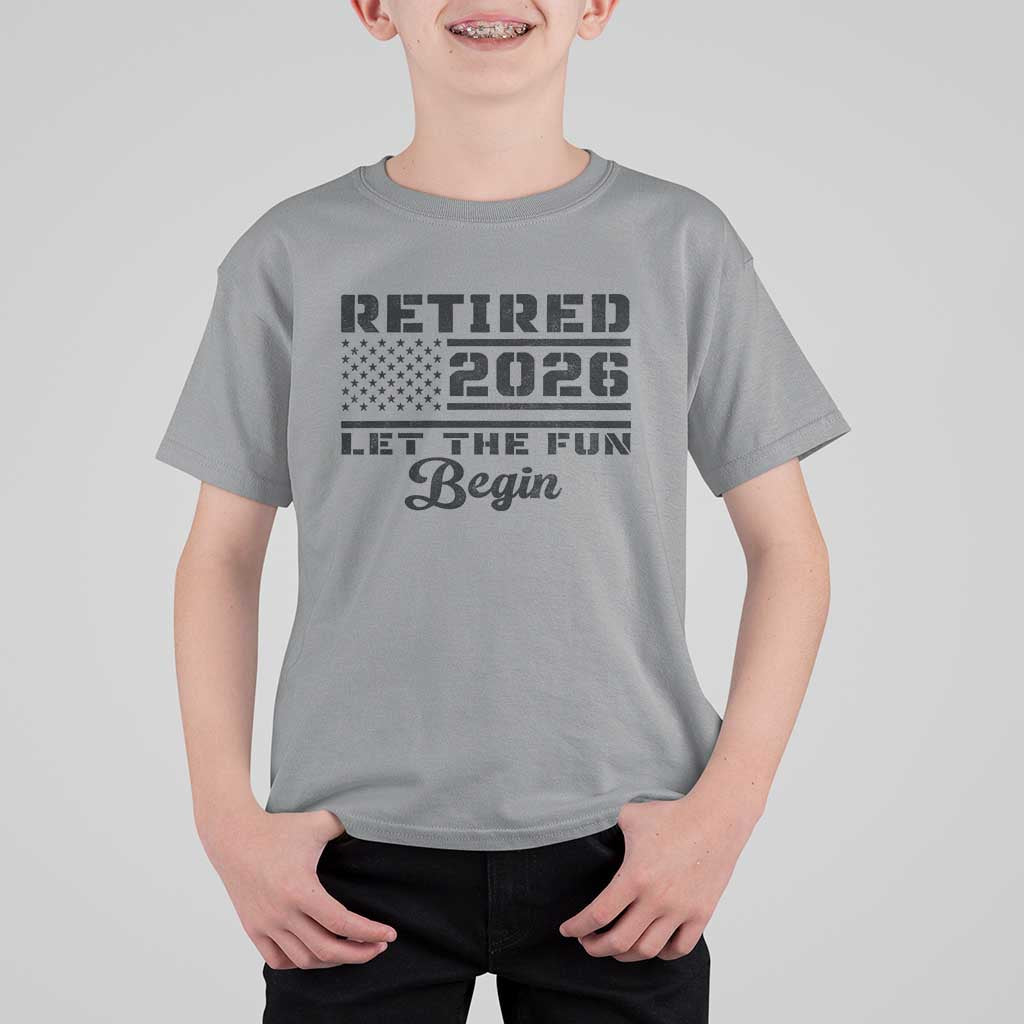 Retirement 2026 T Shirt For Kid Cool Retired Gift American Flag
