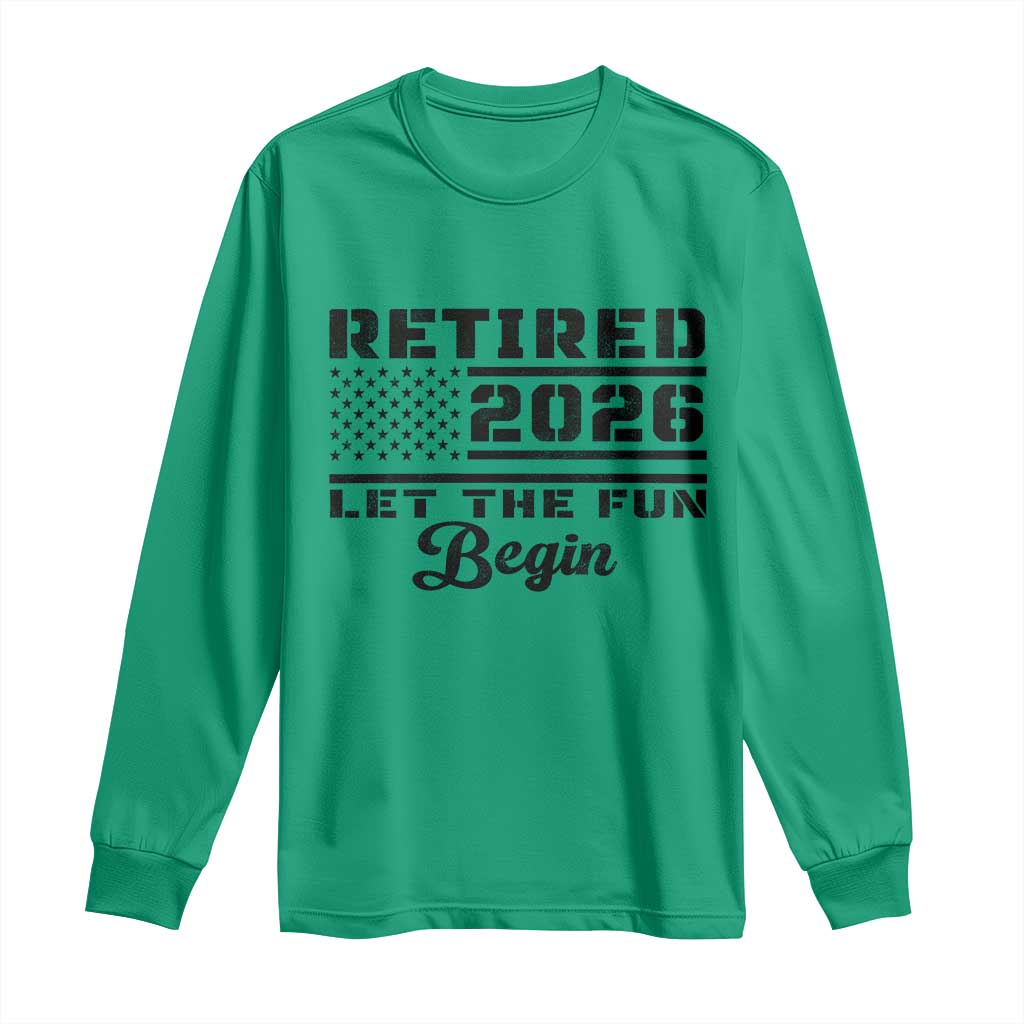 Retirement 2026 Long Sleeve Shirt Cool Retired Gift American Flag