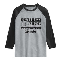 Retirement 2026 Raglan Shirt Cool Retired Gift American Flag