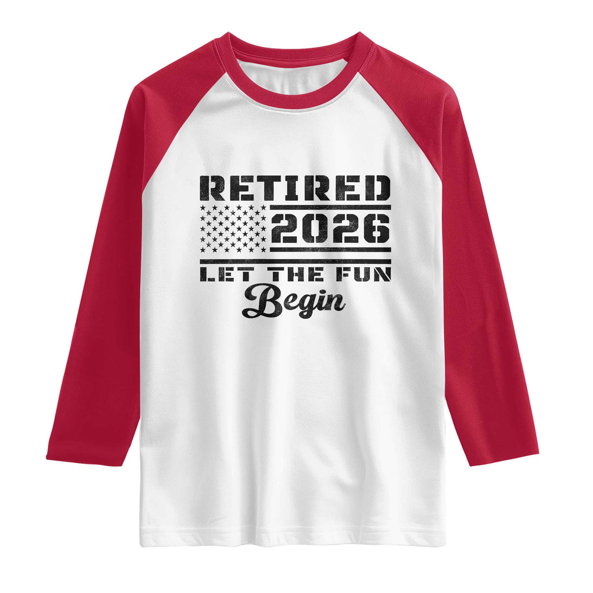 Retirement 2026 Raglan Shirt Cool Retired Gift American Flag