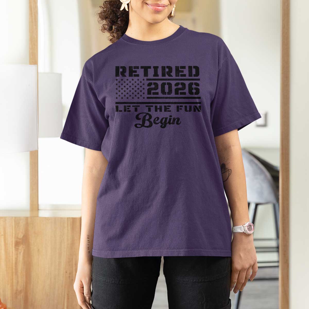 Retirement 2026 T Shirt For Women Cool Retired Gift American Flag
