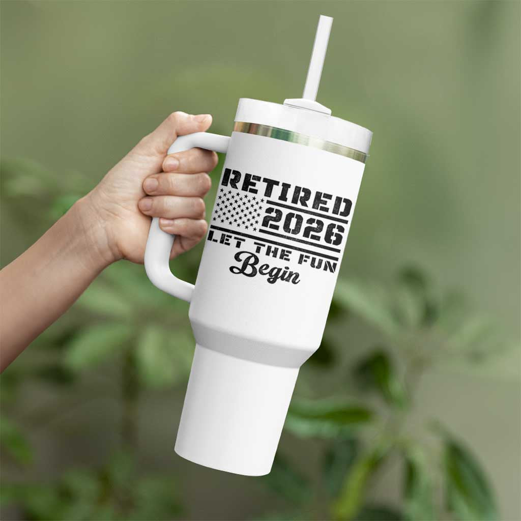 Retirement 2026 Tumbler With Handle Cool Retired Gift American Flag