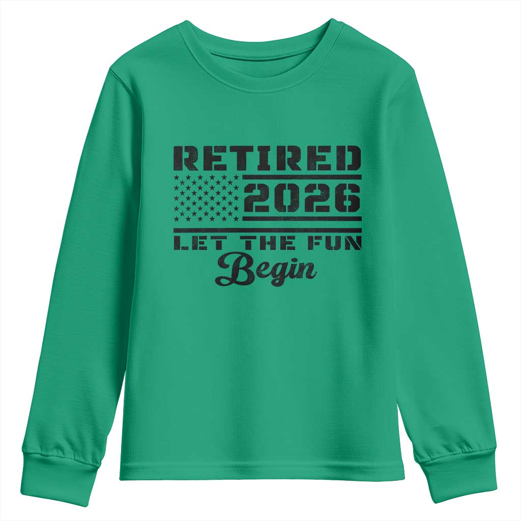 Retirement 2026 Youth Sweatshirt Cool Retired Gift American Flag