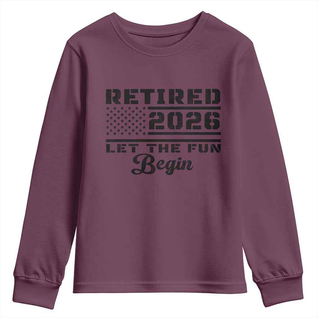 Retirement 2026 Youth Sweatshirt Cool Retired Gift American Flag