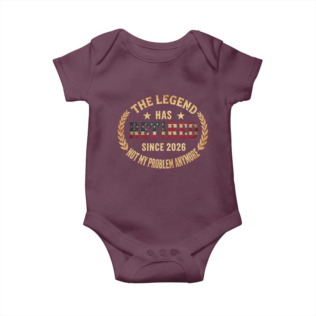 Retirement Gifts For Men 2026 Baby Onesie The Legend Has Retired Retired Not My Problems Anymore US Flag