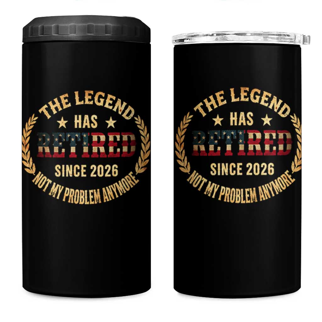 Retirement Gifts For Men 2026 4 in 1 Can Cooler Tumbler The Legend Has Retired Retired Not My Problems Anymore US Flag
