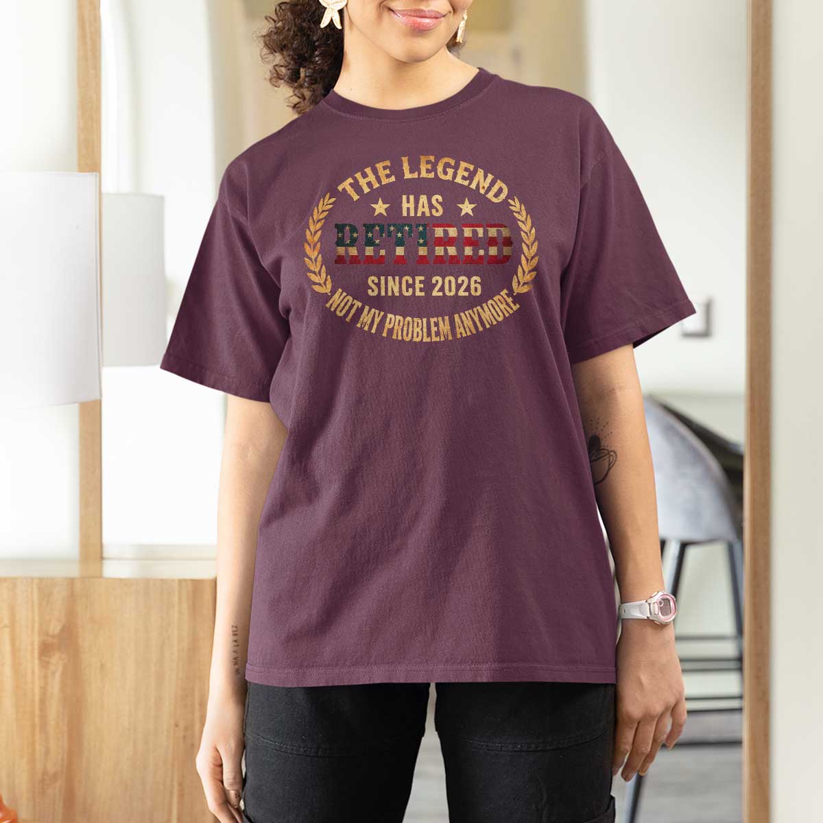 Retirement Gifts For Men 2026 T Shirt For Women The Legend Has Retired Retired Not My Problems Anymore US Flag