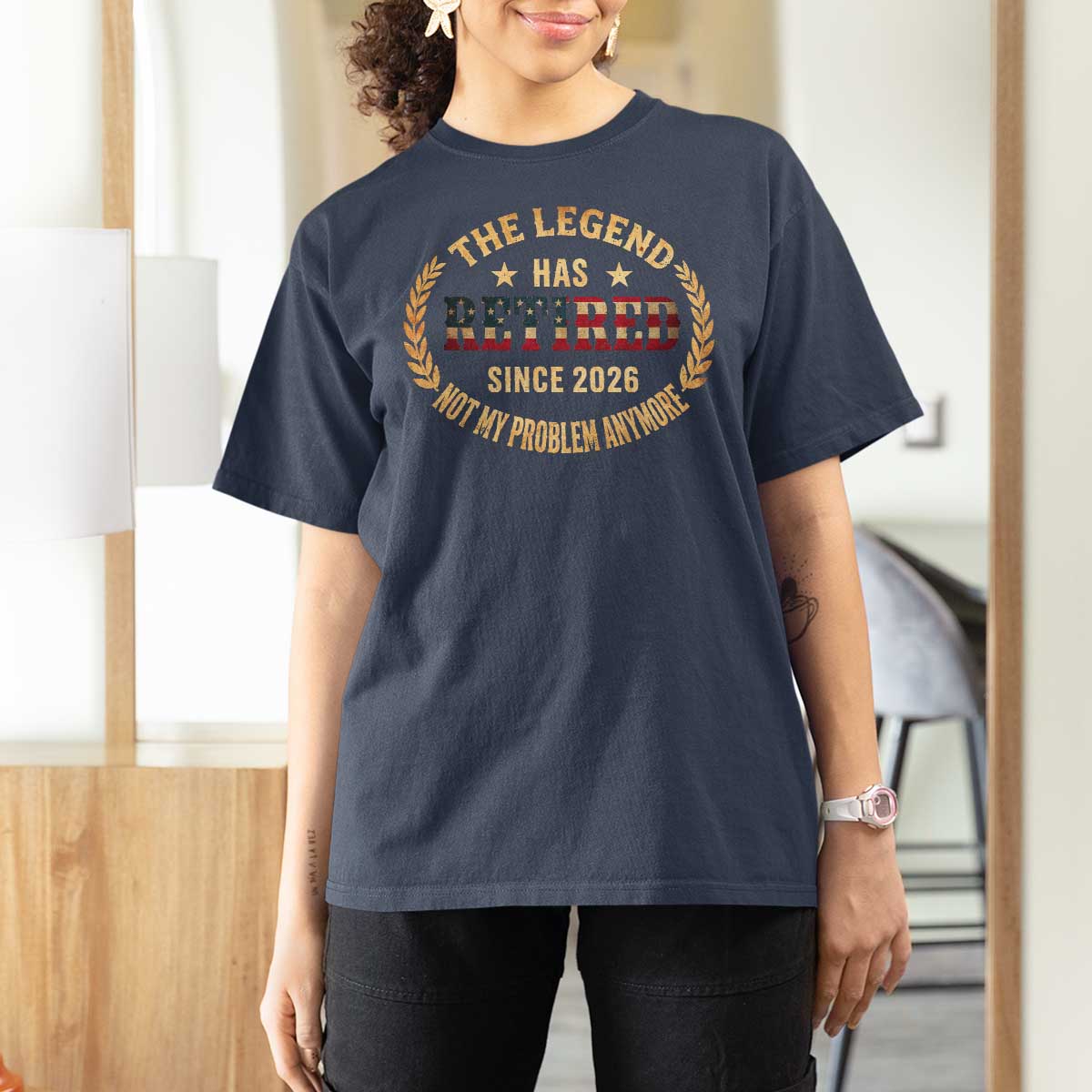 Retirement Gifts For Men 2026 T Shirt For Women The Legend Has Retired Retired Not My Problems Anymore US Flag