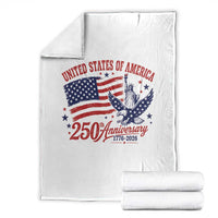 USA 250th Anniversary Throw Blanket Land Of The Free USA Patriotic 1776 2026 Statue Of Liberty Eagle Flag