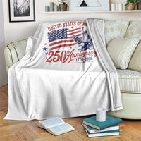 USA 250th Anniversary Throw Blanket Land Of The Free USA Patriotic 1776 2026 Statue Of Liberty Eagle Flag