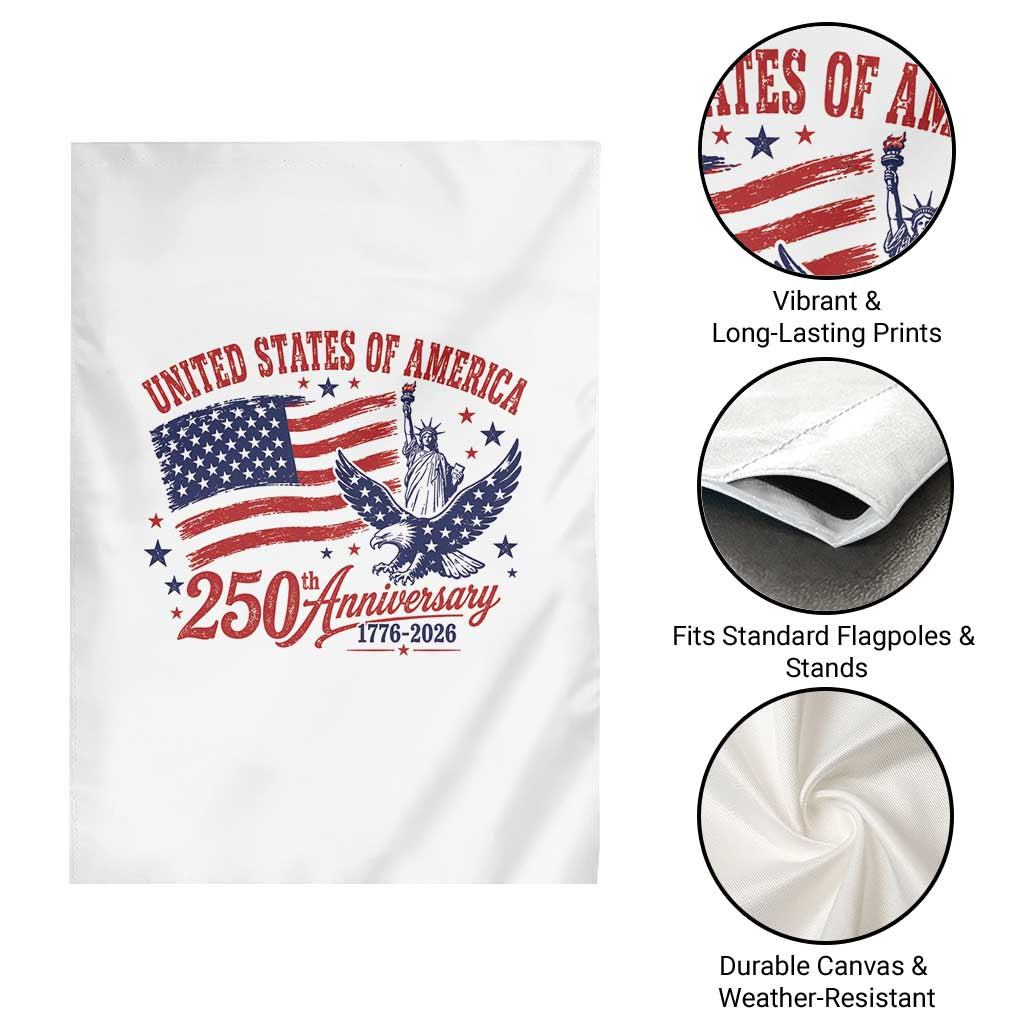 USA 250th Anniversary Garden Flag Land Of The Free USA Patriotic 1776 2026 Statue Of Liberty Eagle Flag