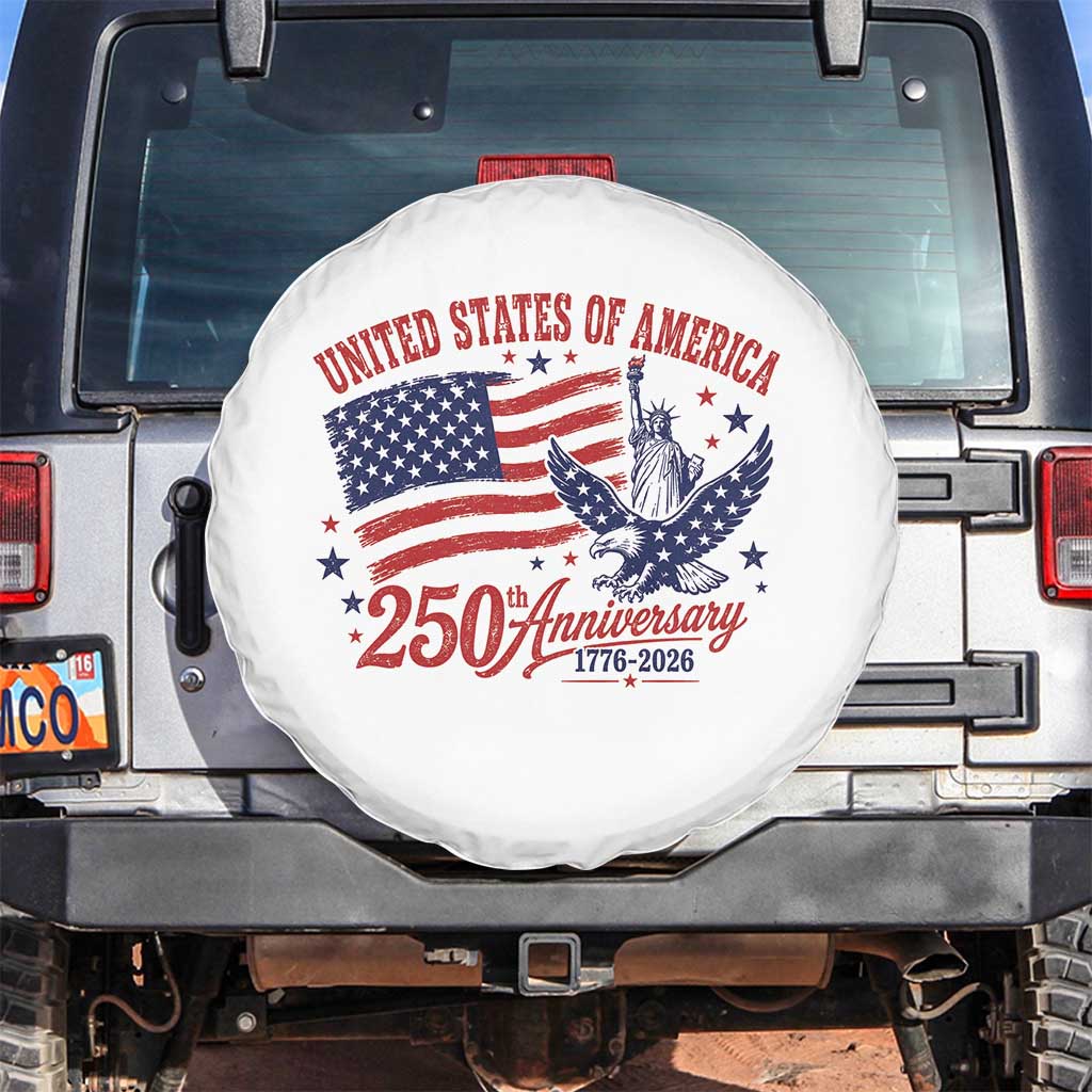 USA 250th Anniversary Spare Tire Cover Land Of The Free USA Patriotic 1776 2026 Statue Of Liberty Eagle Flag