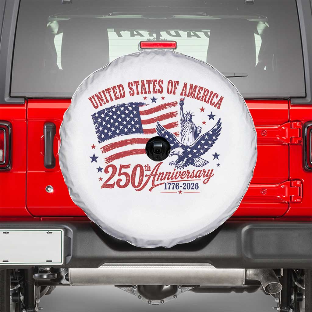 USA 250th Anniversary Spare Tire Cover Land Of The Free USA Patriotic 1776 2026 Statue Of Liberty Eagle Flag