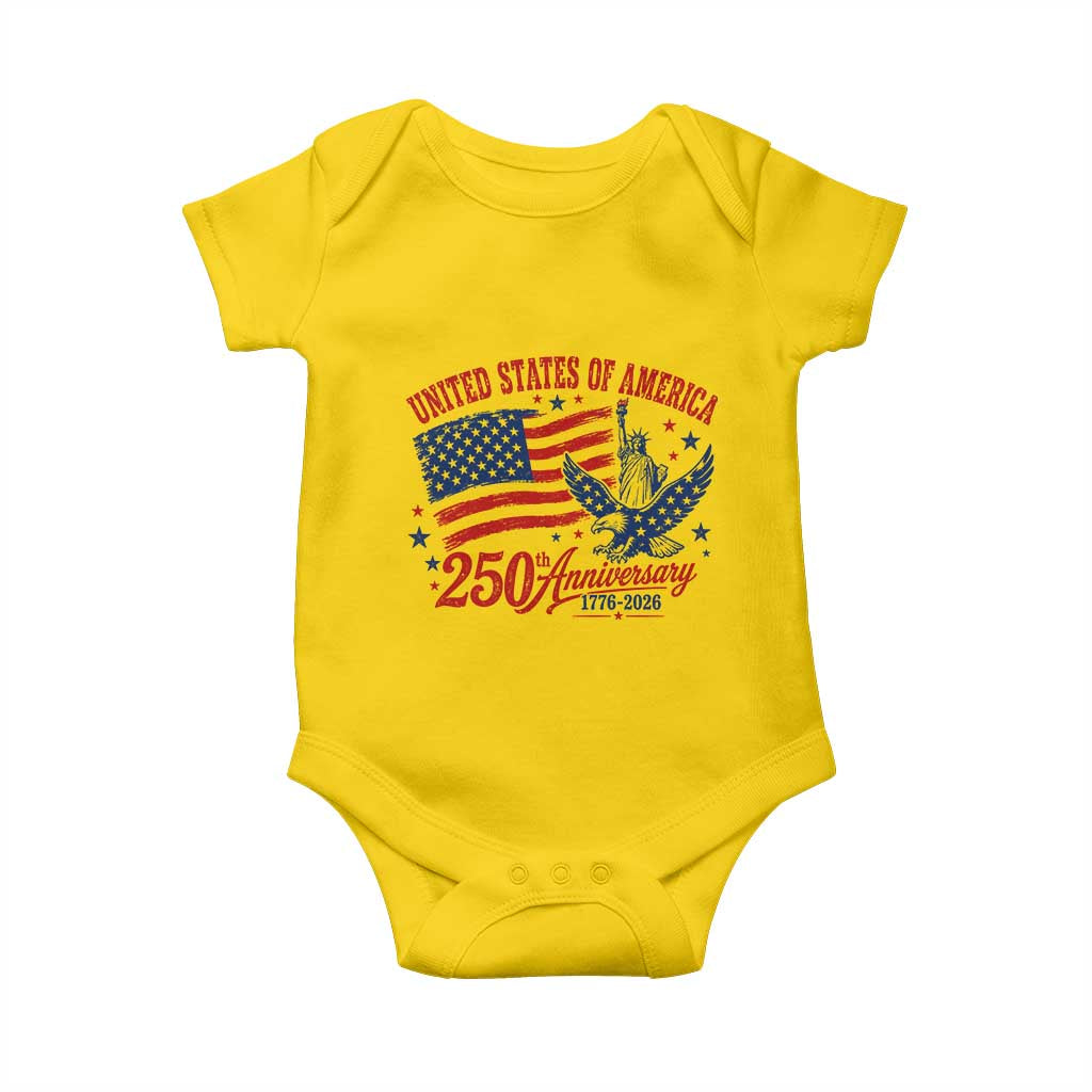 USA 250th Anniversary Baby Onesie Land Of The Free USA Patriotic 1776 2026 Statue Of Liberty Eagle Flag