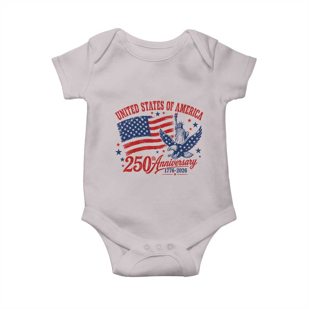 USA 250th Anniversary Baby Onesie Land Of The Free USA Patriotic 1776 2026 Statue Of Liberty Eagle Flag