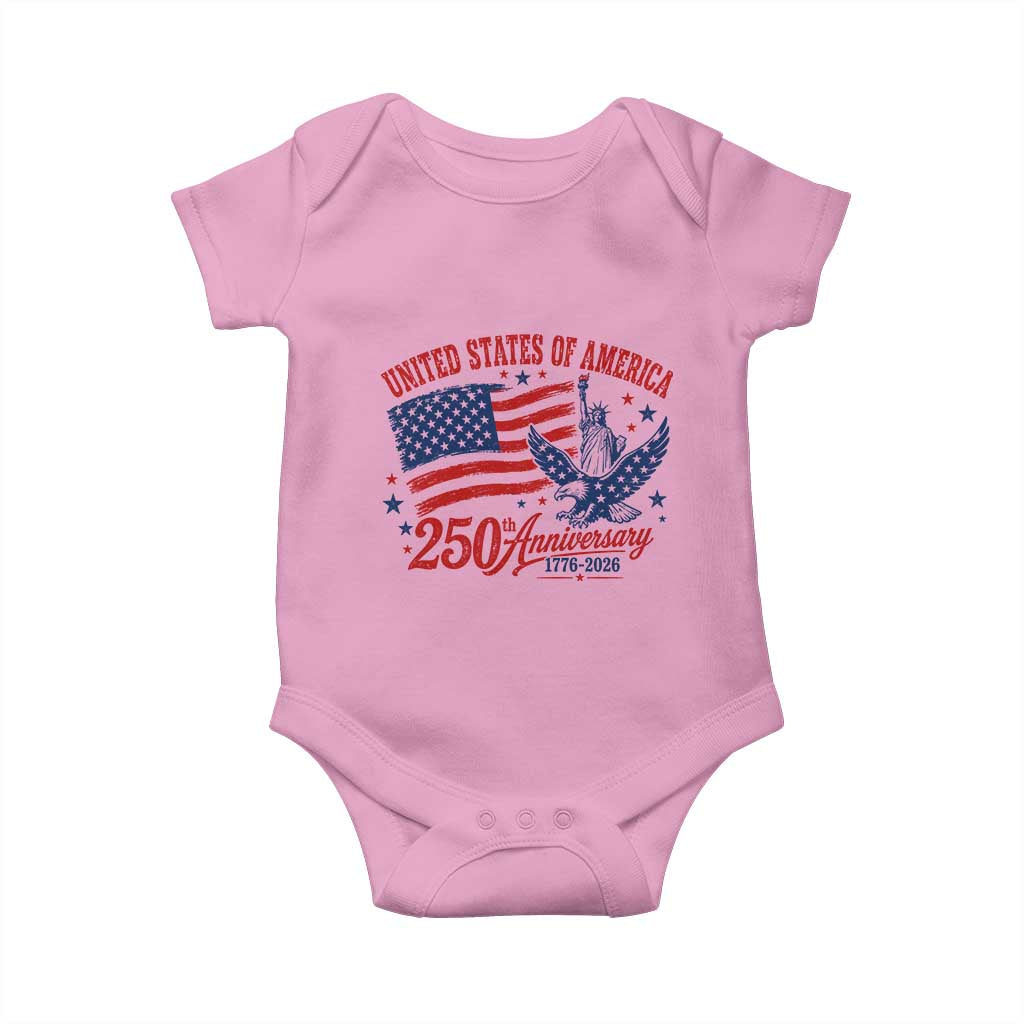 USA 250th Anniversary Baby Onesie Land Of The Free USA Patriotic 1776 2026 Statue Of Liberty Eagle Flag
