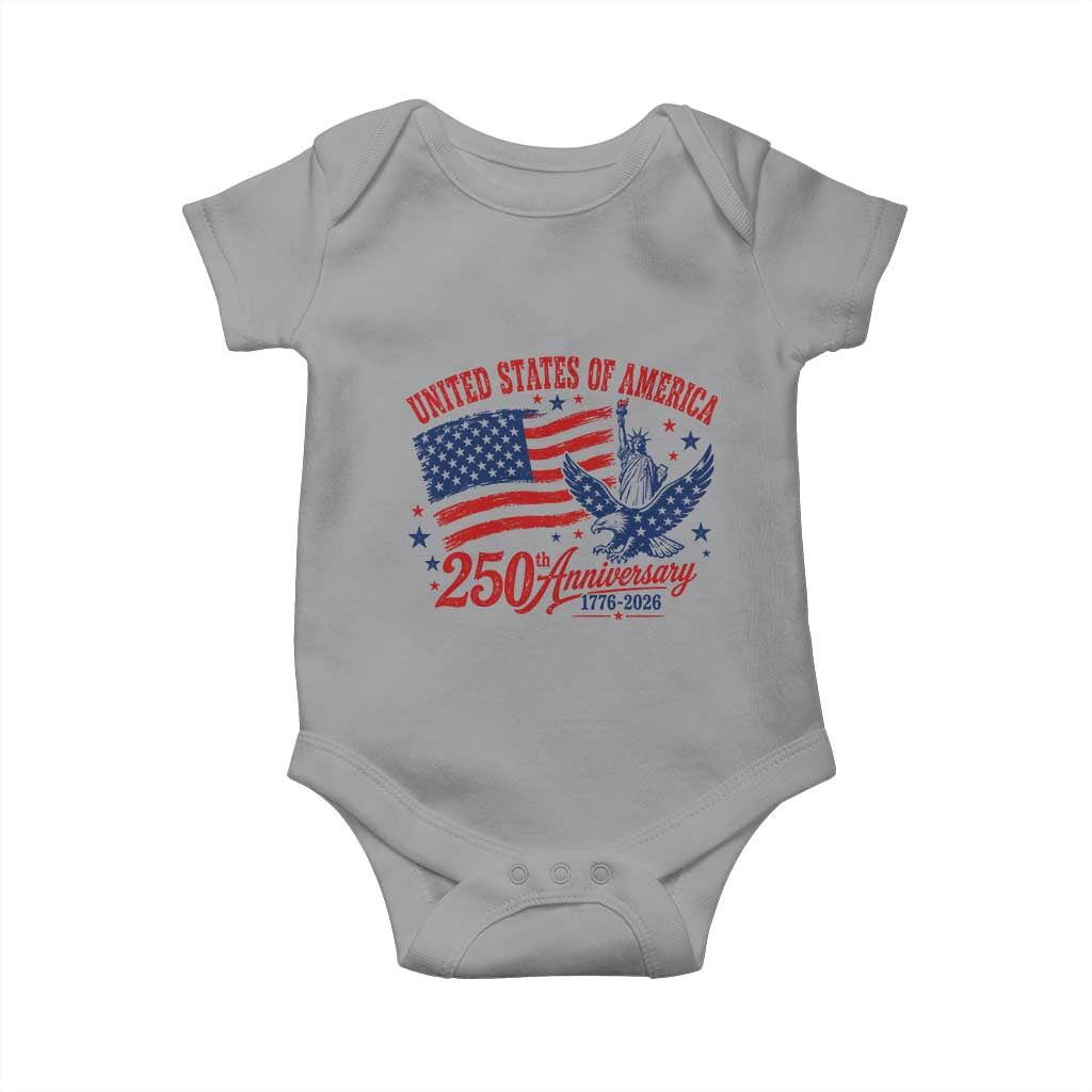 USA 250th Anniversary Baby Onesie Land Of The Free USA Patriotic 1776 2026 Statue Of Liberty Eagle Flag
