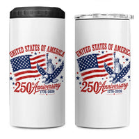 USA 250th Anniversary 4 in 1 Can Cooler Tumbler Land Of The Free USA Patriotic 1776 2026 Statue Of Liberty Eagle Flag