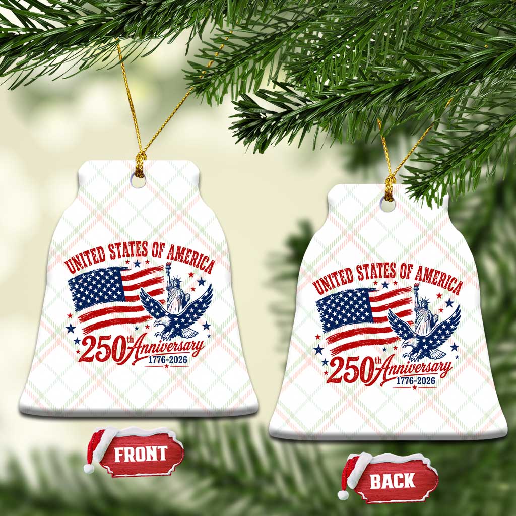 USA 250th Anniversary Ceramic Ornament Land Of The Free USA Patriotic 1776 2026 Statue Of Liberty Eagle Flag