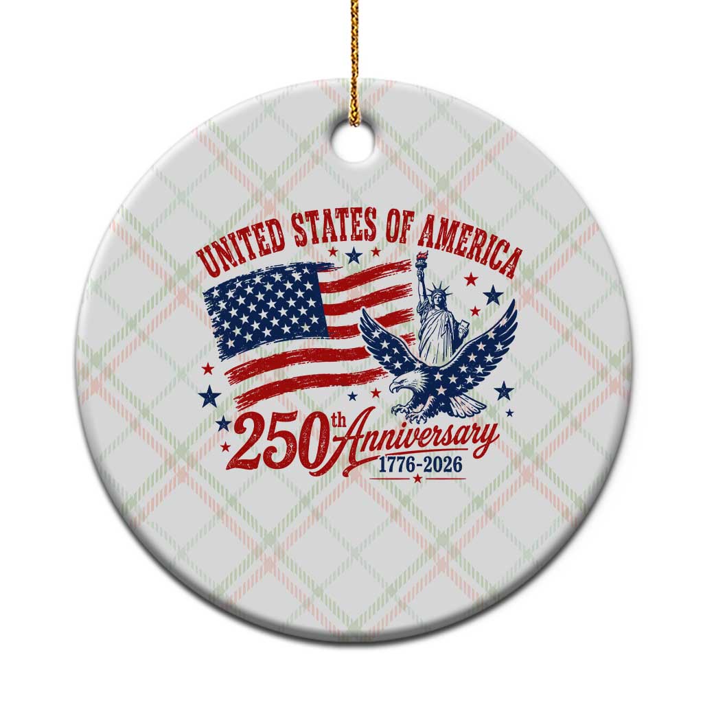 USA 250th Anniversary Ceramic Ornament Land Of The Free USA Patriotic 1776 2026 Statue Of Liberty Eagle Flag