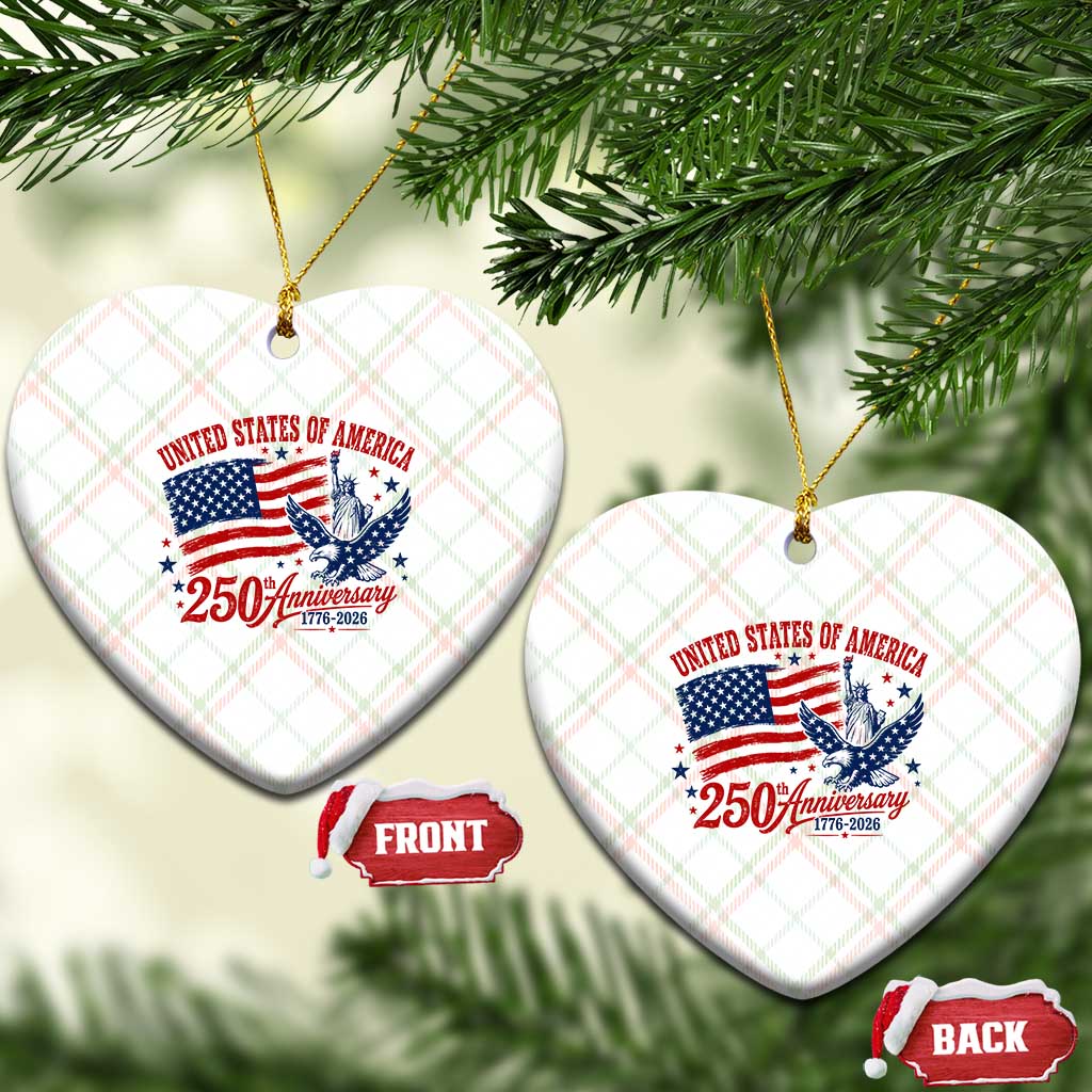 USA 250th Anniversary Ceramic Ornament Land Of The Free USA Patriotic 1776 2026 Statue Of Liberty Eagle Flag
