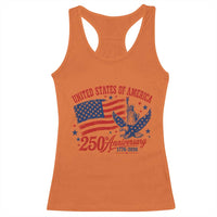 USA 250th Anniversary Racerback Tank Top Land Of The Free USA Patriotic 1776 2026 Statue Of Liberty Eagle Flag
