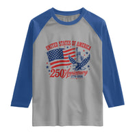USA 250th Anniversary Raglan Shirt Land Of The Free USA Patriotic 1776 2026 Statue Of Liberty Eagle Flag
