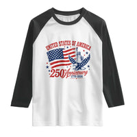 USA 250th Anniversary Raglan Shirt Land Of The Free USA Patriotic 1776 2026 Statue Of Liberty Eagle Flag