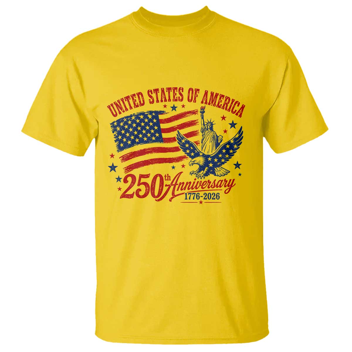 USA 250th Anniversary T Shirt Land Of The Free USA Patriotic 1776 2026 Statue Of Liberty Eagle Flag