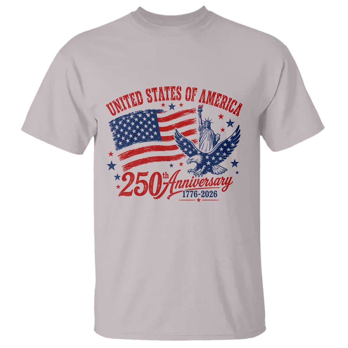 USA 250th Anniversary T Shirt Land Of The Free USA Patriotic 1776 2026 Statue Of Liberty Eagle Flag