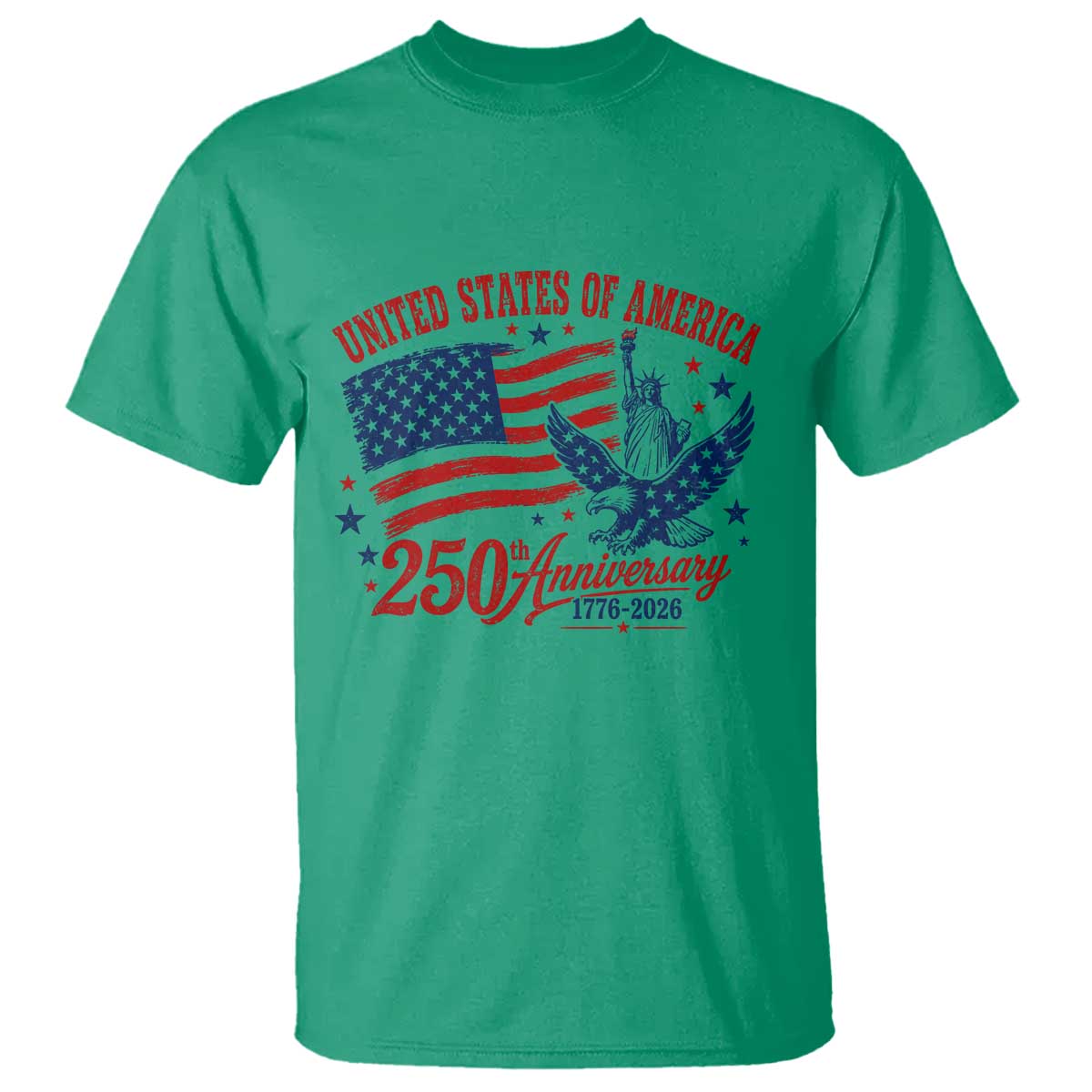 USA 250th Anniversary T Shirt Land Of The Free USA Patriotic 1776 2026 Statue Of Liberty Eagle Flag