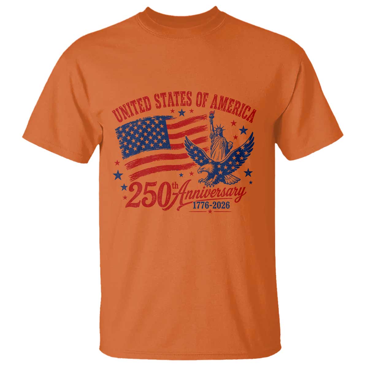 USA 250th Anniversary T Shirt Land Of The Free USA Patriotic 1776 2026 Statue Of Liberty Eagle Flag