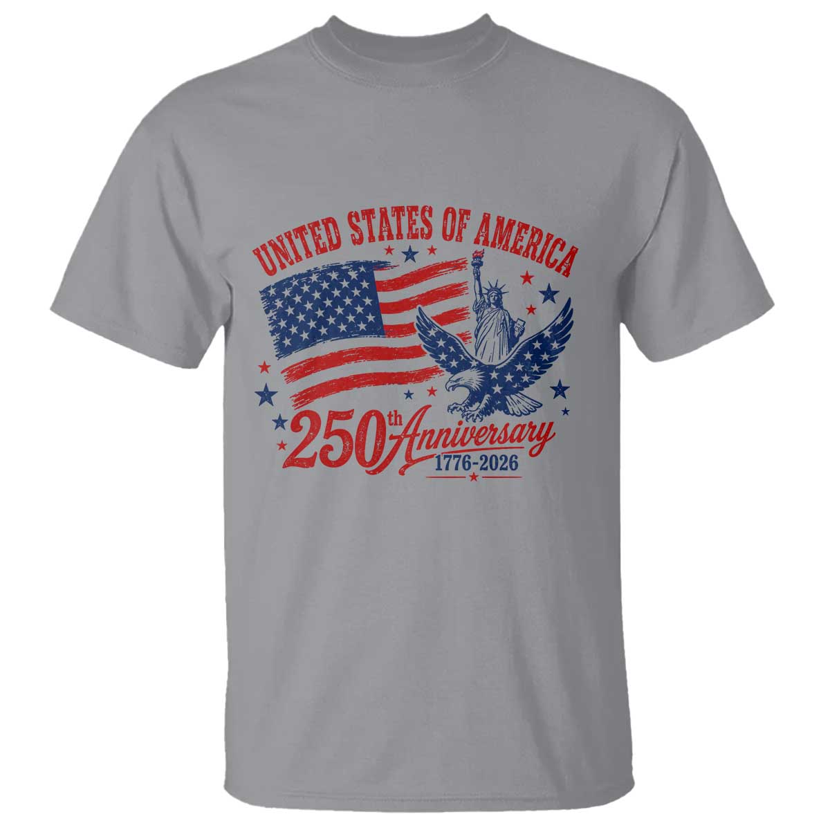USA 250th Anniversary T Shirt Land Of The Free USA Patriotic 1776 2026 Statue Of Liberty Eagle Flag