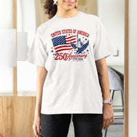 USA 250th Anniversary T Shirt For Women Land Of The Free USA Patriotic 1776 2026 Statue Of Liberty Eagle Flag