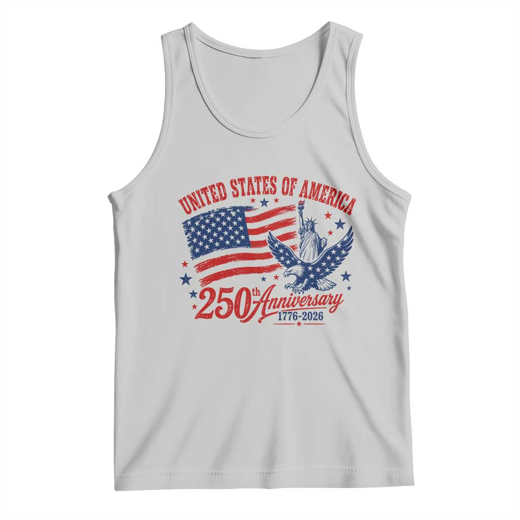 USA 250th Anniversary Tank Top Land Of The Free USA Patriotic 1776 2026 Statue Of Liberty Eagle Flag