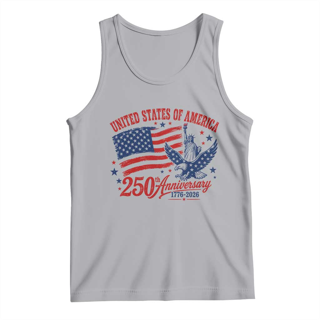 USA 250th Anniversary Tank Top Land Of The Free USA Patriotic 1776 2026 Statue Of Liberty Eagle Flag