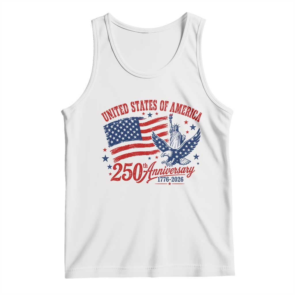 USA 250th Anniversary Tank Top Land Of The Free USA Patriotic 1776 2026 Statue Of Liberty Eagle Flag