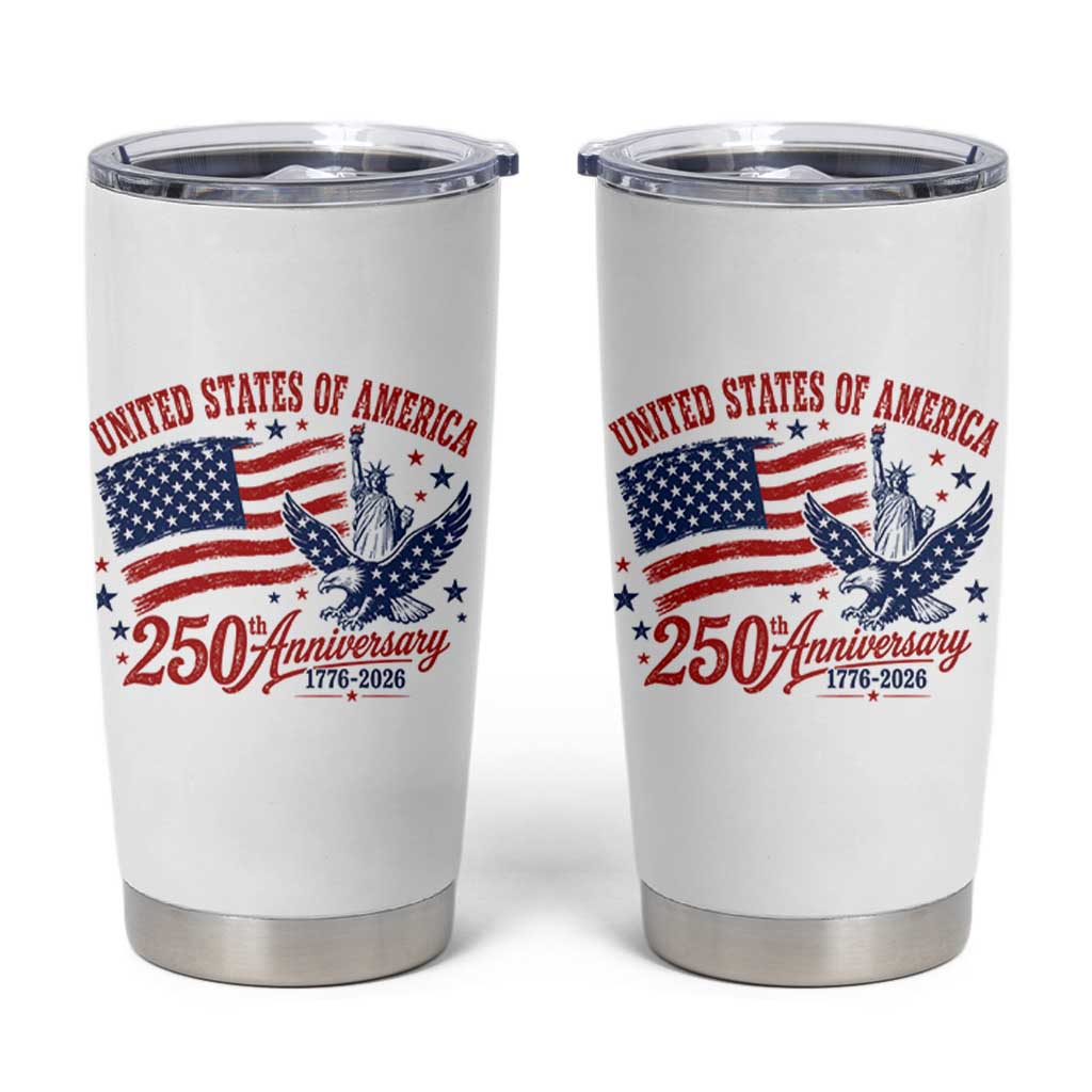 USA 250th Anniversary Tumbler Cup Land Of The Free USA Patriotic 1776 2026 Statue Of Liberty Eagle Flag